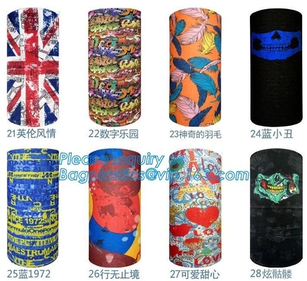Douane Organische Multifunctionele Naadloze Buis Bandana, Promotieproductendouane Logo Neck Warmer Bandana, Bandanas Headw