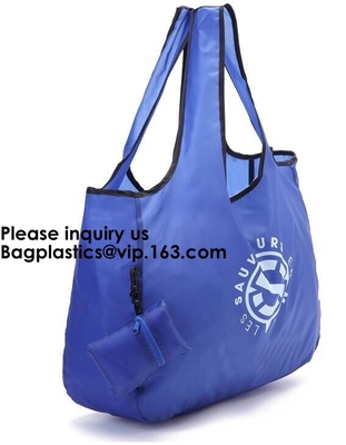 De Zak van druklogo polyester handled foldable tote met de Onverwachte Zak die van de Sluitings Vouwbare Zak Nylon het Winkelen Zak vouwen