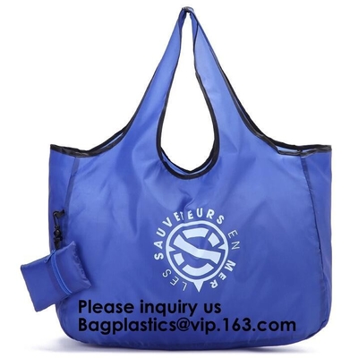 De Zak van druklogo polyester handled foldable tote met de Onverwachte Zak die van de Sluitings Vouwbare Zak Nylon het Winkelen Zak vouwen