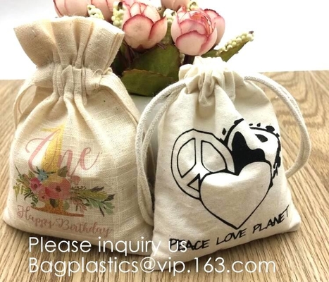 De gepersonaliseerde Drawstring-Katoenen Mousselinezak voor Juwelen, Kerstmis behandelt Zak de Dubbele Drawstring-Gift Zak Leuke Snowma behandelt