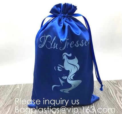 De Zak van het de Handtasstoflaken van het luxesatijn, Donkerblauw Dik Matt Satin Pouch With Ribbon, de Zak van Satijndrawstring voor Bikinipakket