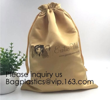 De Zak van de satijngift met Logo Printing, de Gepersonaliseerde Witte Zak van de Satijnzak, de zakzak van Satijndrawstring, Duidelijke Vierkante Gezeten Bodem