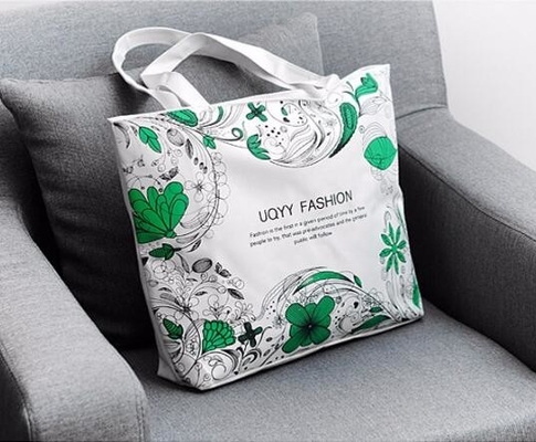 Het Canvas van de Douanelogo promotion zipper grocery shopping 8OZ van China maakt omhoog Tote Cotton Bag, 350X400MM de druk van het Douanescherm