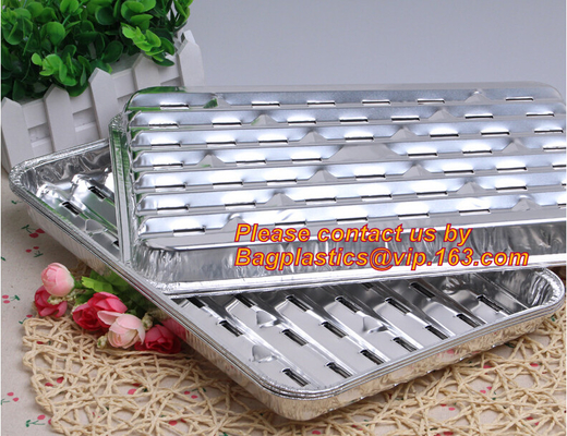 de beschikbare roosterende pan van de aluminiumfoliebarbecue, de grillpan van de Foliebarbecue met dienblad van de de Barbecuegrill van gatenturkije het pan Openlucht voor voedsel