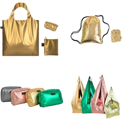 Aangepast Logo Metallic Color Reusable Shopping doet Totalisator, Eco Vouwbaar Winkelend Carry Bag Grocery, Vouwbare Reiszak in zakken