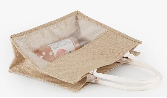 De Zak van strandtote shoulder bag with interior, van de Jute Gezamenlijke pvc van Jutezakken de Natuurlijke van de de Wijnkruidenierswinkel Zak van de de Dragerjute Verpakkende