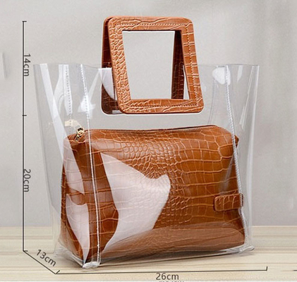 Zak Tote Bags van het bevorderings de Duidelijke Kosmetische Handvat, Rekupereerbare pvc-Lijnhandvat Plastic Zak, Gift en het Winkelen