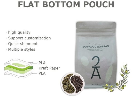 De Bageasedouane drukte Biologisch afbreekbare Composteerbare het Document van Pla Kraftpapier Vlakke van de Koffiebonen van de Bodemluxe de Zak Verpakkende Zakken
