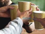 De metaallepel van Partijrose gold cups black lid | Rose Gold Party Decorations | Bruids Douchedecoratie | Koffiekoppen