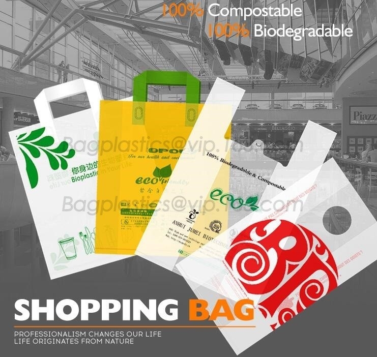 100% de biologisch afbreekbare Composteerbare Kruidenierswinkel het Winkelen Zak van de zakt-shirt voor neemt, het winkelen zak composteerbare zak die van cor wordt gemaakt