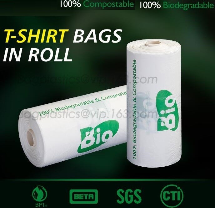 Het vest van PBAT+PLA 100% composteerbare bio chemisch afbreekbare het winkelen zakken, Drager Kleine Composteerbare 100% Oxo Biologisch afbreekbare Plastic Bedelaars