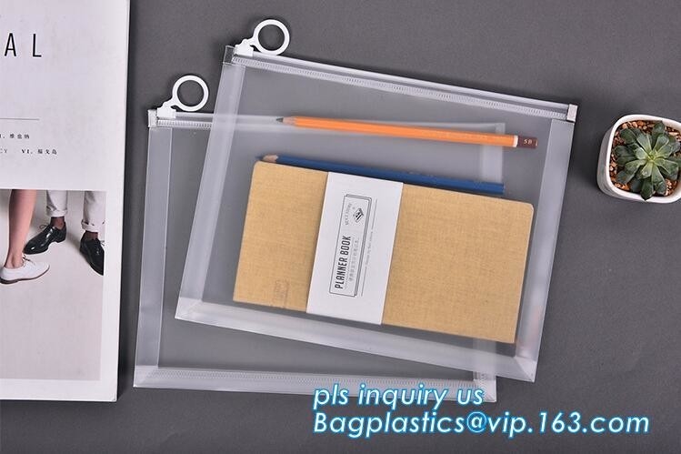 Zipperde enveloppe Zip waterdicht PP zakken naadloze schuifvergrendeling opslagzak voor A4 papier, tijdschrift, memo