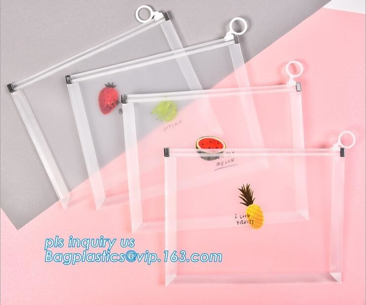 Douane die Duidelijk pvc Jelly Bag met Plastic de Opslagschoonheidsmiddelen verpakt die van Schuifk pvc Zak, witte embleem kleine pla inpakken