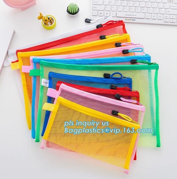 kantoorbehoeften binnen van het de ritssluitingsdocument van netwerkpvc de waterdichte omslag van de zakpvc, van de het dossieromslag van pp plastic voor het drukken geschikte het documentzak