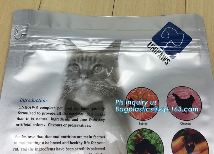 de verpakkende zak van de huisdierenhondevoer met resealable ritssluiting of schuif, vierling vlakke bodem, goede barrière, de hondevoerblo van de Handelsverzekering
