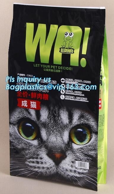 Acht doet de rand-verzegelende hondevoer van de huisdierenschuif de Vacuümaluminiumfolie van de zakkleurendruk, de Douane gedrukte in zakken dia van 2.5kg 5kg 10kg