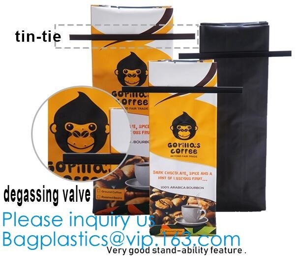 Het Document van de Verbindingskraftpapier van BRC Standaardqual Zakken met Tin Tie Coffee Bags Plastic-Klep, Customzed-zij-Hoekplaatklep Tintie Plasti