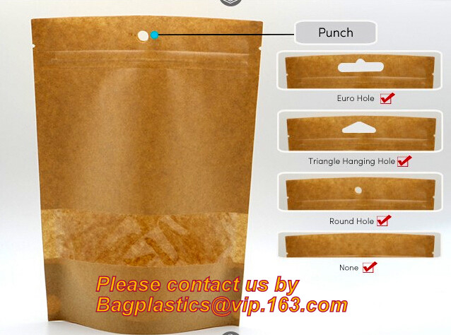Het Document van foliekraftpapier passen de Verpakkende Zakken Doypack van de Zakkokosnoot met Duidelijk Venster, het Voedsel van 500g 1kg 16oz k Verpakkingszak aan