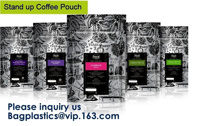 Voedselrang Matt Black Surface Coffee Bag met Klep Matt Black Surface Coffee Bag met Klep, Koffie Bean Bag Aluminum Fo