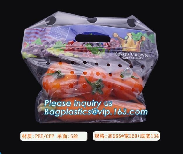 Hang Hole Plastic Stand Up Cherry Bag Factory, Vers fruitzak (Kers/Lichi/druif), perforeerde Standup Zak voor Fruit Pac
