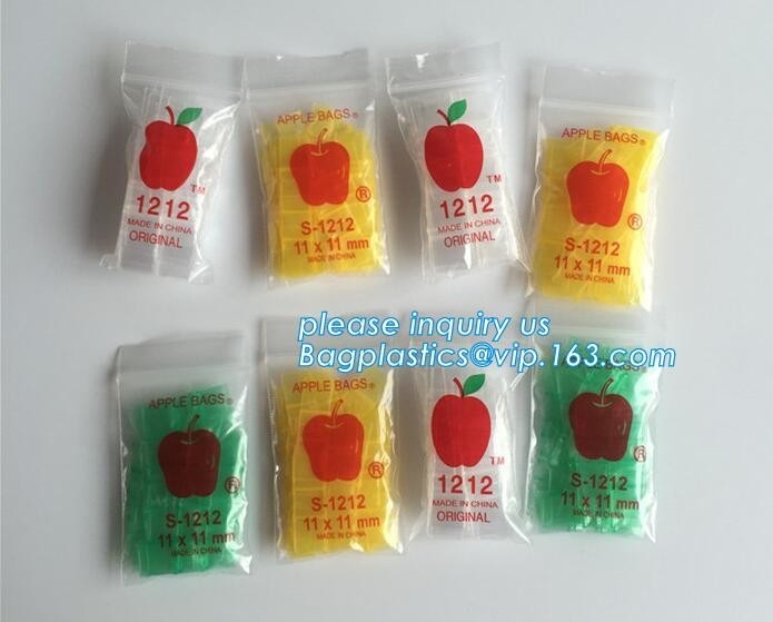 RITSSLUITINGSzak met rode lijn, gekleurde kleine ritssluitings plastic zak, 2020 Apple Minik 100 Baggies 25 Willekeurige Ontwerpen PR