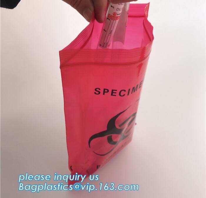 Medische het Specimenzakken van de BioHazardritssluiting, LDPE Biohazard Specimenk Zak voor Laboratorium, Laboratoriumzakken /Specimen Bags/zi