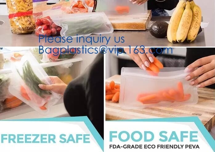 Essentiële housewares, Vers Slot, verzegelen de Verse, Draagbare Opnieuw te gebruiken Zak van de het Silicone Verse Diepvriezer van de Voedselk Verbinding voor Reis