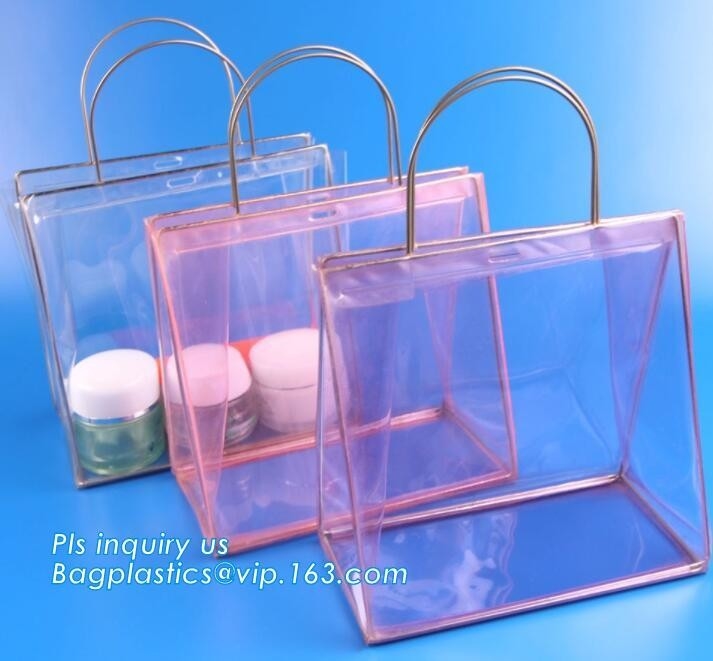 het winkelen van pvc de verpakkende handvatzak met knoop, promotie duidelijke het handvat van totalisatorpvc het winkelen de totalisatorzak van zakpvc, matrijs sneed hand