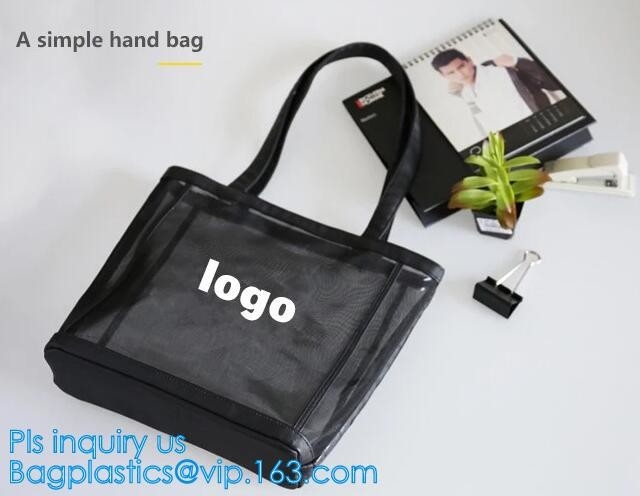 De modieuze Strandzak Openluchttote bag black mesh handbags, de Aangepaste zak van het vrouwenstrand, het strand van het damesnetwerk doet handtas in zakken