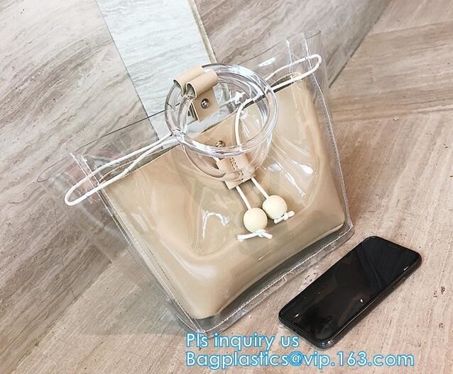 het Winkelen van pvc van pvc Tote Bag Customize Logo Zak, pvc-Handtas van Handtas de Duidelijke Tote Beach Bag Transparent Purse, pvc-het winkelen bedelaars
