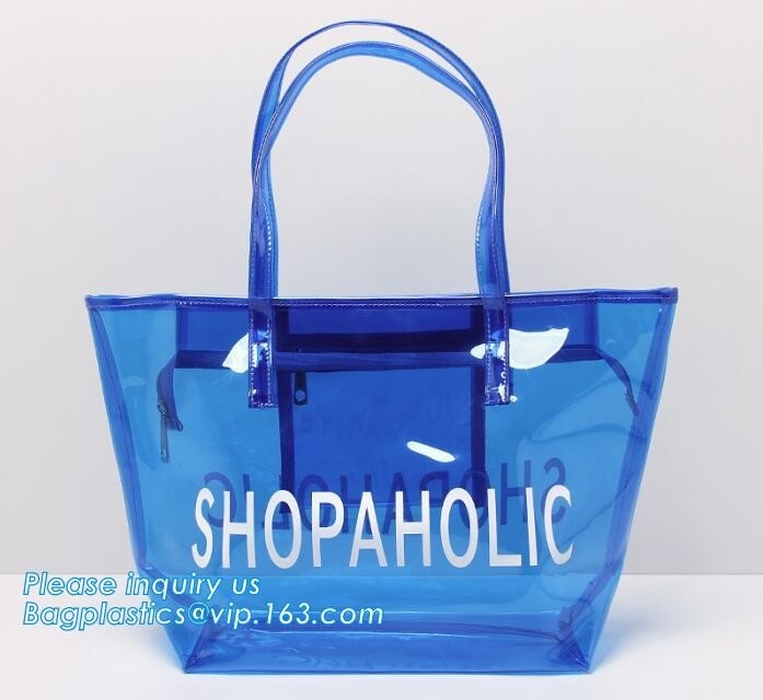 De ritssluitingszak van Eco vriendschappelijke pvc/duidelijke bag/PVC het handvatzak van pvc, Duidelijke pvc-handvatzak, Duidelijke plastic boodschappentas, Superieure qual