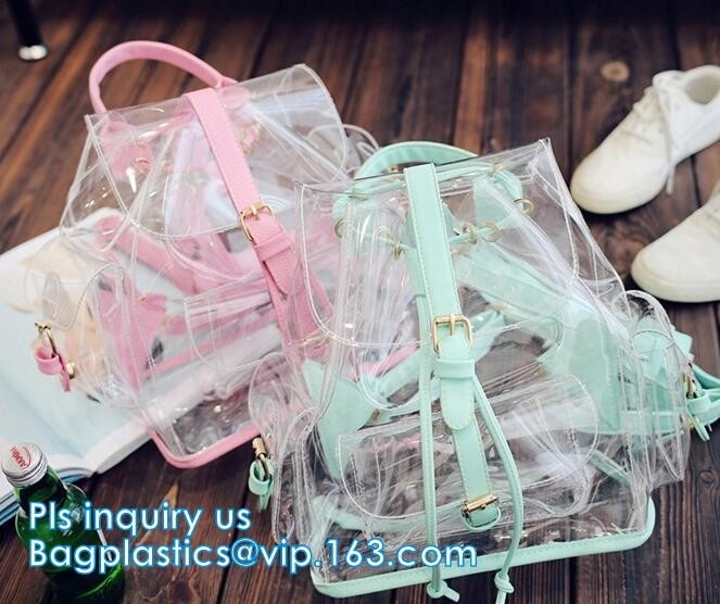 rugzakgroothandel met opgevulde riemen, Promotie Transparante pvc-Schoolrugzak met Aangepast Logo Clear Children B