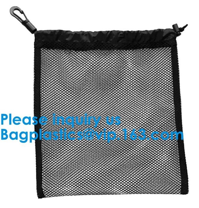 Bevorderings Kleine Polyester Mesh Drawstring Bag Customs Size en Embleemdruk om Bodem Drawstring Mesh Bag For Sport,