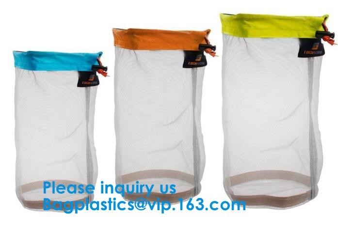 Het nylon Mesh Net Drawstring Bag Mesh-Embleem van Zak Organische Mesh Produce Bags With Custom, Opnieuw te gebruiken Eco Vriendschappelijke Nylon Drawstri