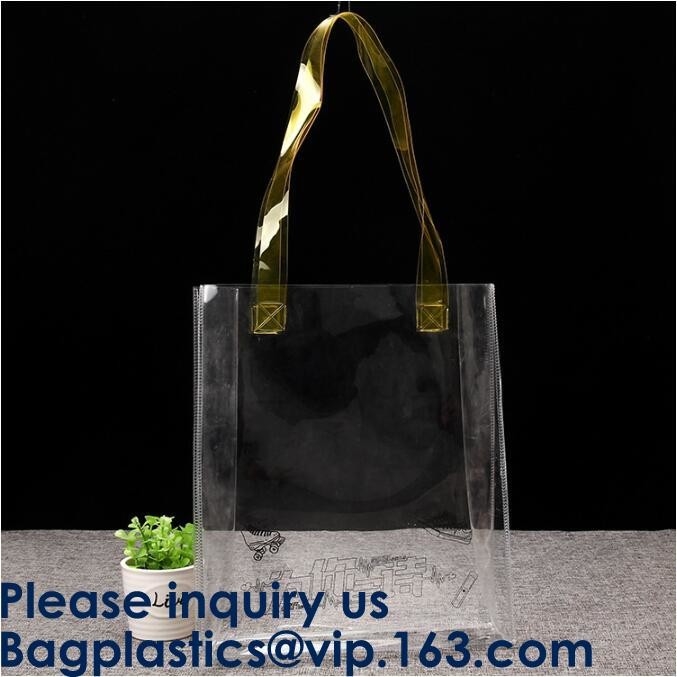 Het Winkelen van douane Geel Waterdicht Duidelijk Pvc Tote Bags Transparent Custom Large Zakpvc Vinyl Materiële Bagease Bagplastic