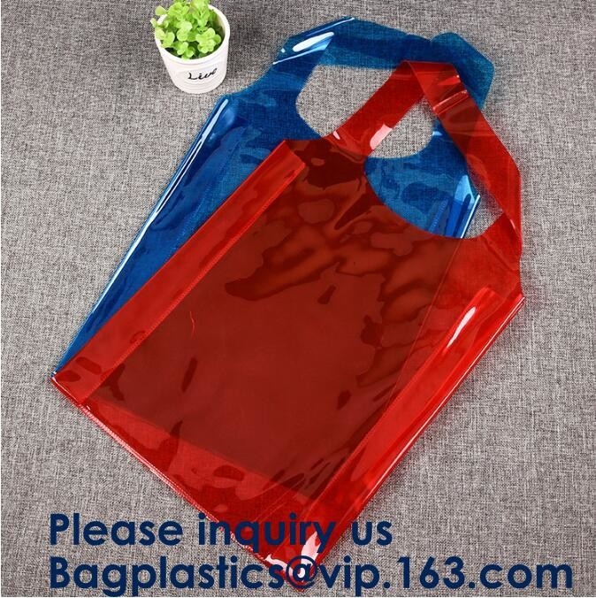 Duidelijke Purpere In het Winkelen Zak, die pvc Tote Bag, Waterdichte pvc-het Winkelen Schouderzak, BAGEASE, BAGPLASTICS vouwt
