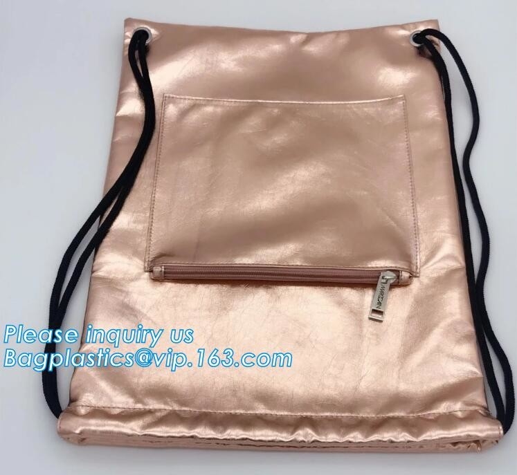 De Zakken van het de Zakkenleer van Drawstring van het douanepu Leer met EMBLEEM, de Waterdichte Pu-Zak van Leerdrawstring, Bagease, Bagplastics