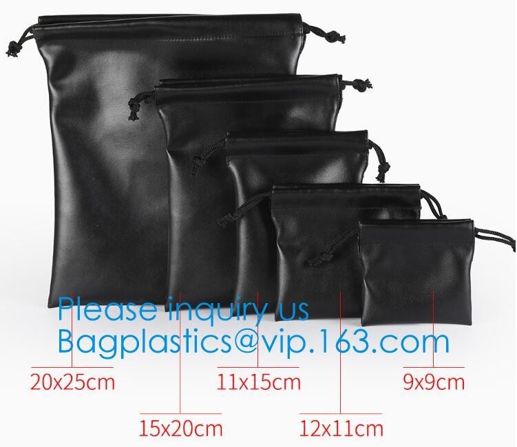 Van de het Leerzak van het luxe trekt de Gouden Embleem Pu de Make-uporganisator Promotional Mini Drawstring Bags, Pu van het het Stofdoekleer van de Juwelengift
