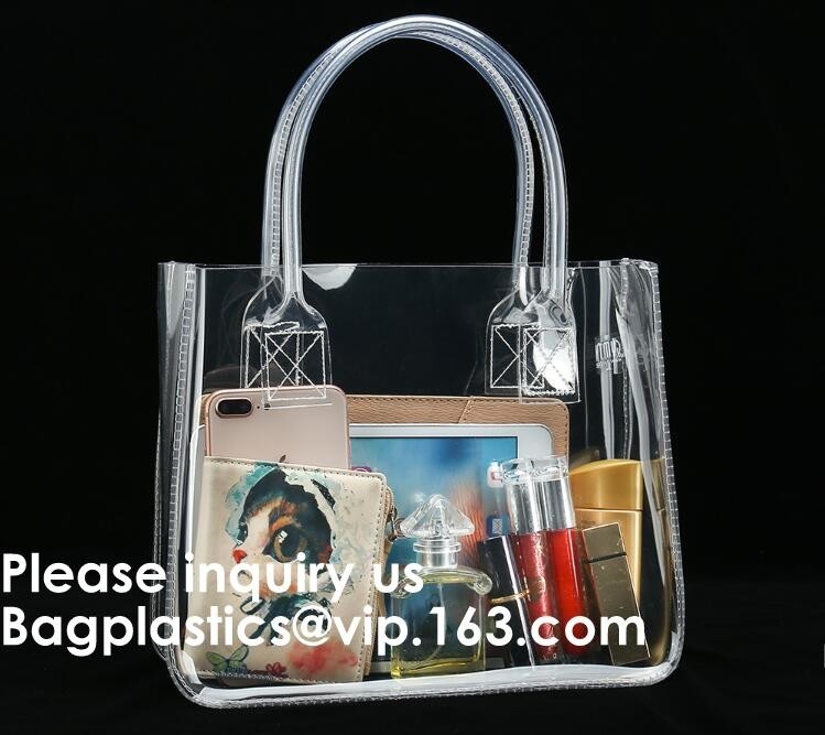 Dikke Duidelijke pvc-Handtas met Buishandvatten, de Kosmetische Makeup/-Toiletry Duidelijke Zak van de de Reiswas van pvc met handvat, Bagease