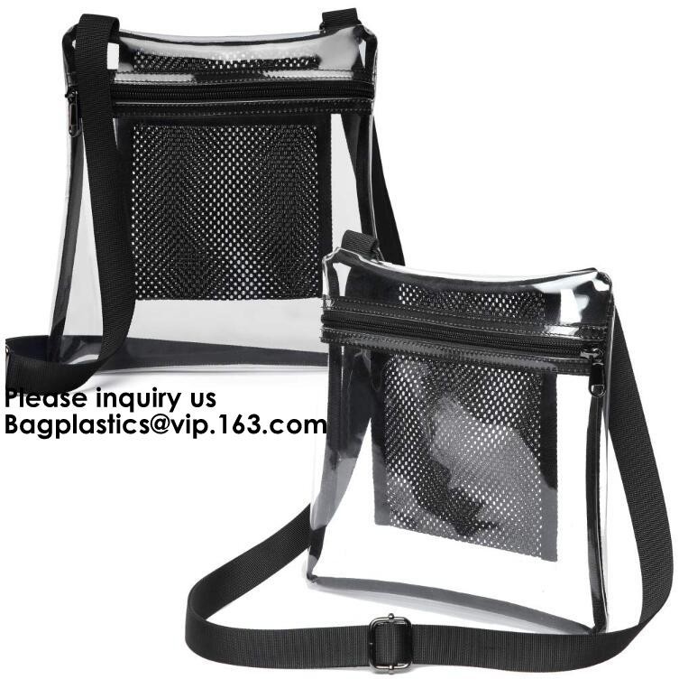 De duidelijke Zak van pvc Tote Bag With Interior Mesh van de Slingerzak en Schouderriem, de Duidelijke grote handtas van pvc met kleine zak