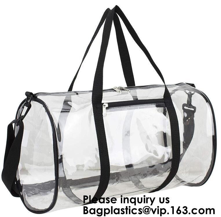 Duidelijk Duffel Transparant pvc Carry Bag With Shoulder Strap, Kosmetische Carry Bag Magnet Pockets Detachable-Schouder van de Gymnastiekzak