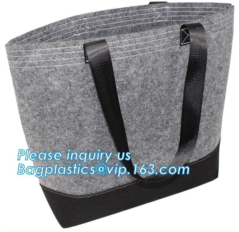 De milieuvriendelijke Grey Reusable Felt Grocery Shopping-Zak van de Handtaspeuter voor Vrouwenmannen, Netwerkzakken, het Winkelen zakken, Drawstring-zakken,