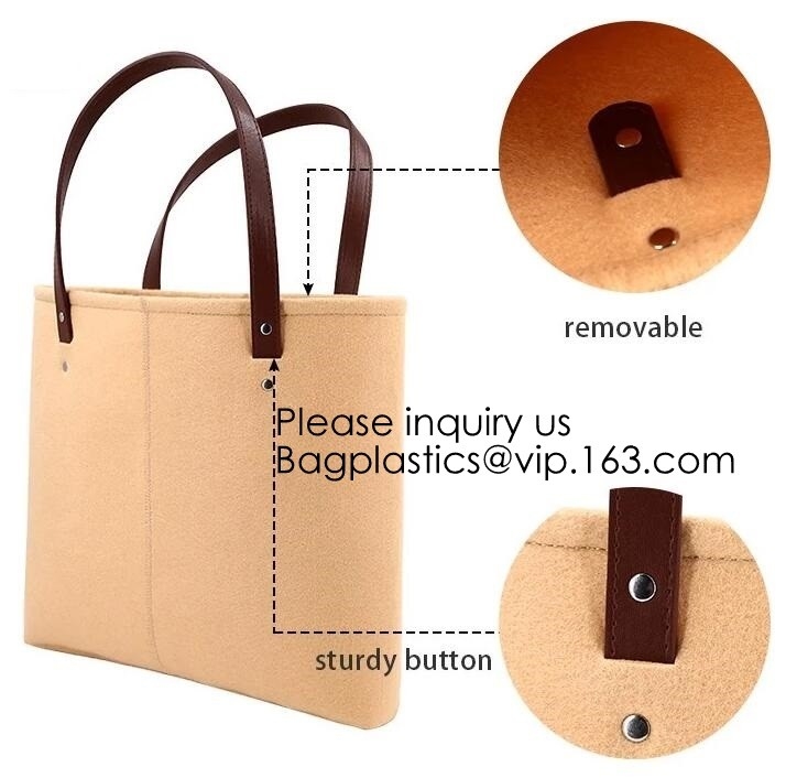 De met de hand gemaakte Manier voelde van de de Dameszak van het schoudergeval de Vrouwen Handtas Gevoeld Tote Bag met Leerhandvat, Bagease, Bagplastics