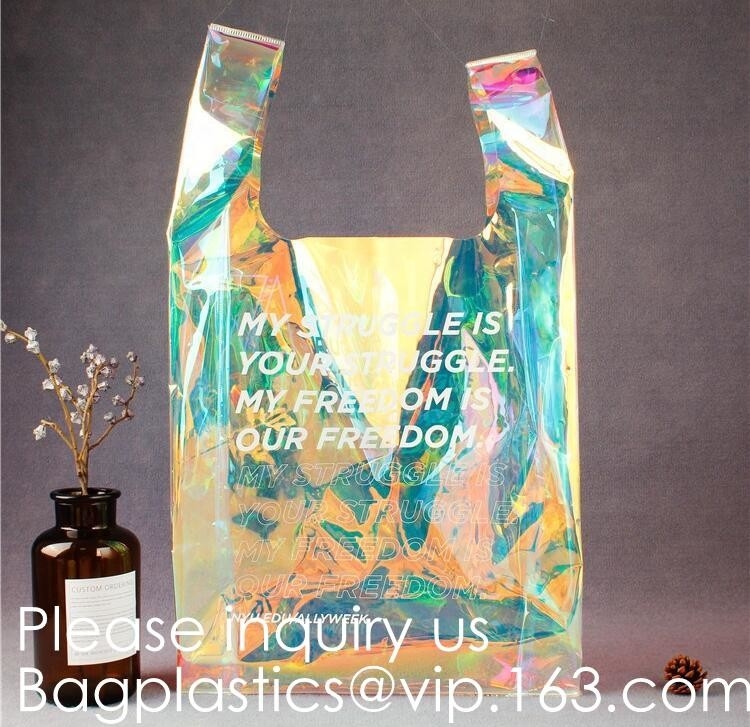 Holografische pvc-Stof Transparant Waterdicht Tote Shopping Bag die, Zijde Transparant Pvc Tote Shopping Bag, bagease drukken