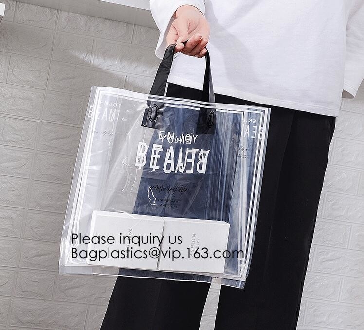 Giften Winkelend Tote Bag, bagease van pvc van fabrikantenCustom Logo Transparent Clear de Plastic Draagbare Verpakkende Promotie