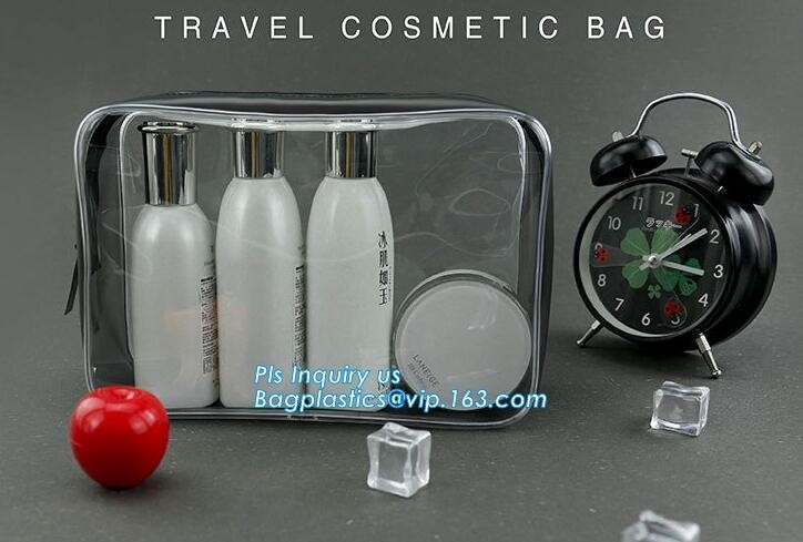 ontruim de hangende toiletry kosmetische zak van zakpvc, de promotie plastic duidelijke transparante kosmetische zak van pvc, hoogste ritssluitings zachte tra