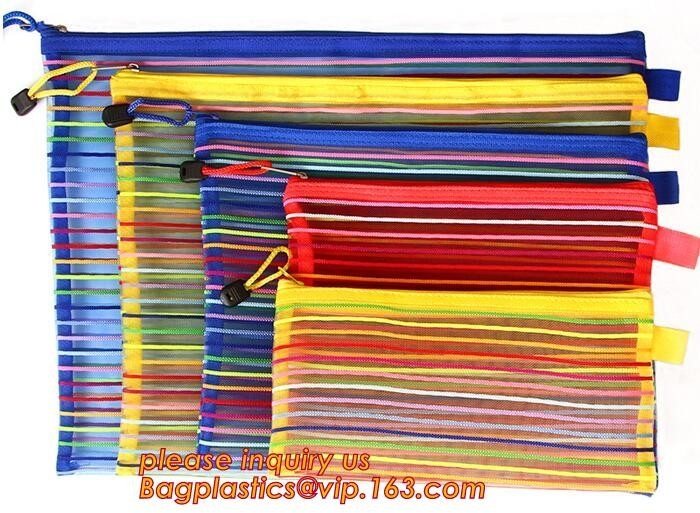 In het groot van de Leveringsa4/5/6 Mesh Zipper Document Bag Multicolor pvc A4 van de Bureauschool de Archievencontract, Bureauschool Supplie