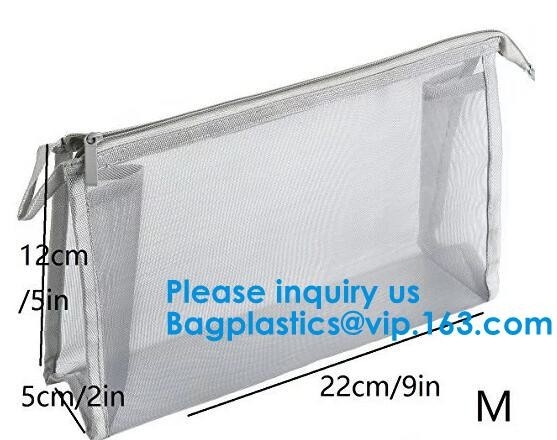 Reistoiletry het Leerversiering van PouchCustom Kleine Draagbare Witte Mesh Zipper Cosmetic Bag With/van Dameseco Make-uphandtas