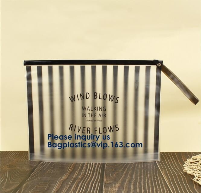 De hete Ritssluiting van pvc van de Verkoop Waterdichte Berijpte Schuif doet In het groot Douane Gedrukte Plastic Transparante k-Doekzak in zakken