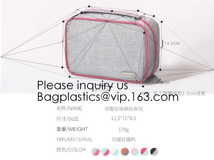 De geassorteerde Grootteschoonheidsmiddelen zien door Mesh Make Up Cosmetic Bag, de Vriendschappelijke Kosmetische Zak Fabrikanten Berijpte EVA Cosmet van Eco